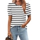 thumbnail image 1 of Camiseta tipo túnica Zeagoo con mangas abullonadas para mujer, talla grande, blanco/negro, 1 of 4