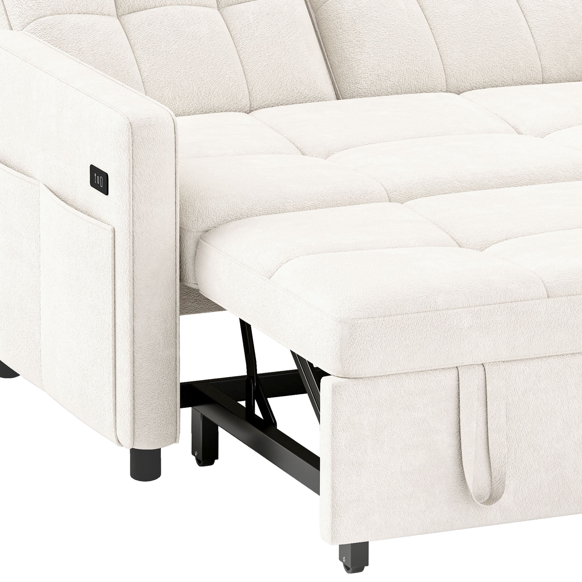 Uforic 3-in-1 Convertible Futon Sofa Bed, Modern Couch Cat-Scratch-Proof Loveseat Sleeper for Small Place, Beige