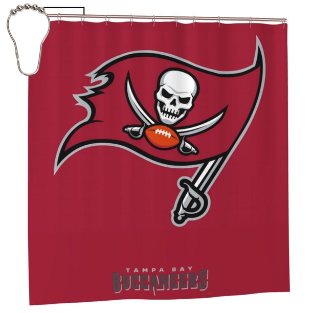 Cortina de ducha de secado rápido impermeable para baño de los Buccaneers, cortina de ducha con ganchos, decoración de fútbol americano, juego de cortinas de ducha para baño, plancha de 60 x 72