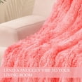 thumbnail image 5 of Exclusivo Mezcla Fuzzy Faux Fur Throw Blanket, Reversible Shaggy Sherpa Fleece Blankets,Fluffy Plush Warm Throws for Couch, Bed, 50x60 Inches, Gradient Light Pink, 5 of 8