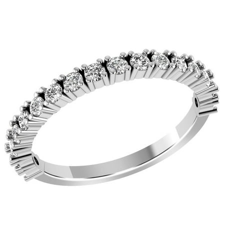 10K White Gold 0.59 Carat Round Diamond Stackable Band Ring