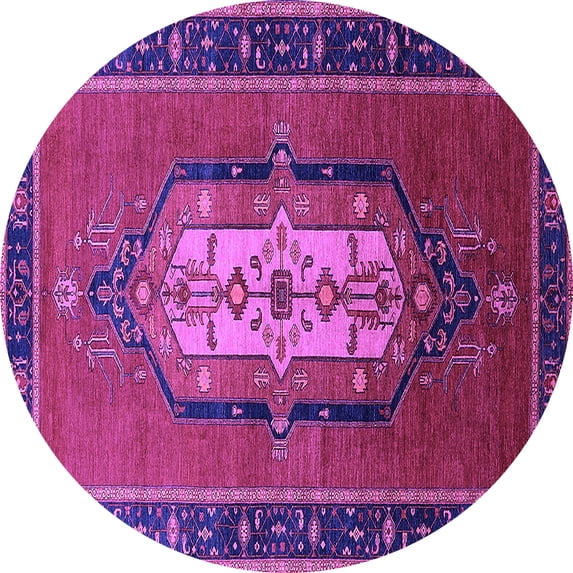 Ahgly Company Indoor Round Oriental Purple Industrial Area Rugs, 5' Round
