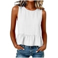 thumbnail image 2 of APEXFWDT Peplum Top Women's Cotton Linen Beach Ruffle Tank Top Round Neck Sleeveless Cute Casual Summer Shirt, 2 of 8