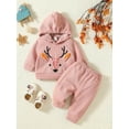 thumbnail image 2 of Suealasg Infant Girls Outfits Clothes 3M 6M 9M 12M 18M 24M Baby Girls Long Sleeve Elk Embroidery Hooded Sweatshirt and Sweatpants 2Piece Casual Autumn Clothing for Newborn Girls, 2 of 9
