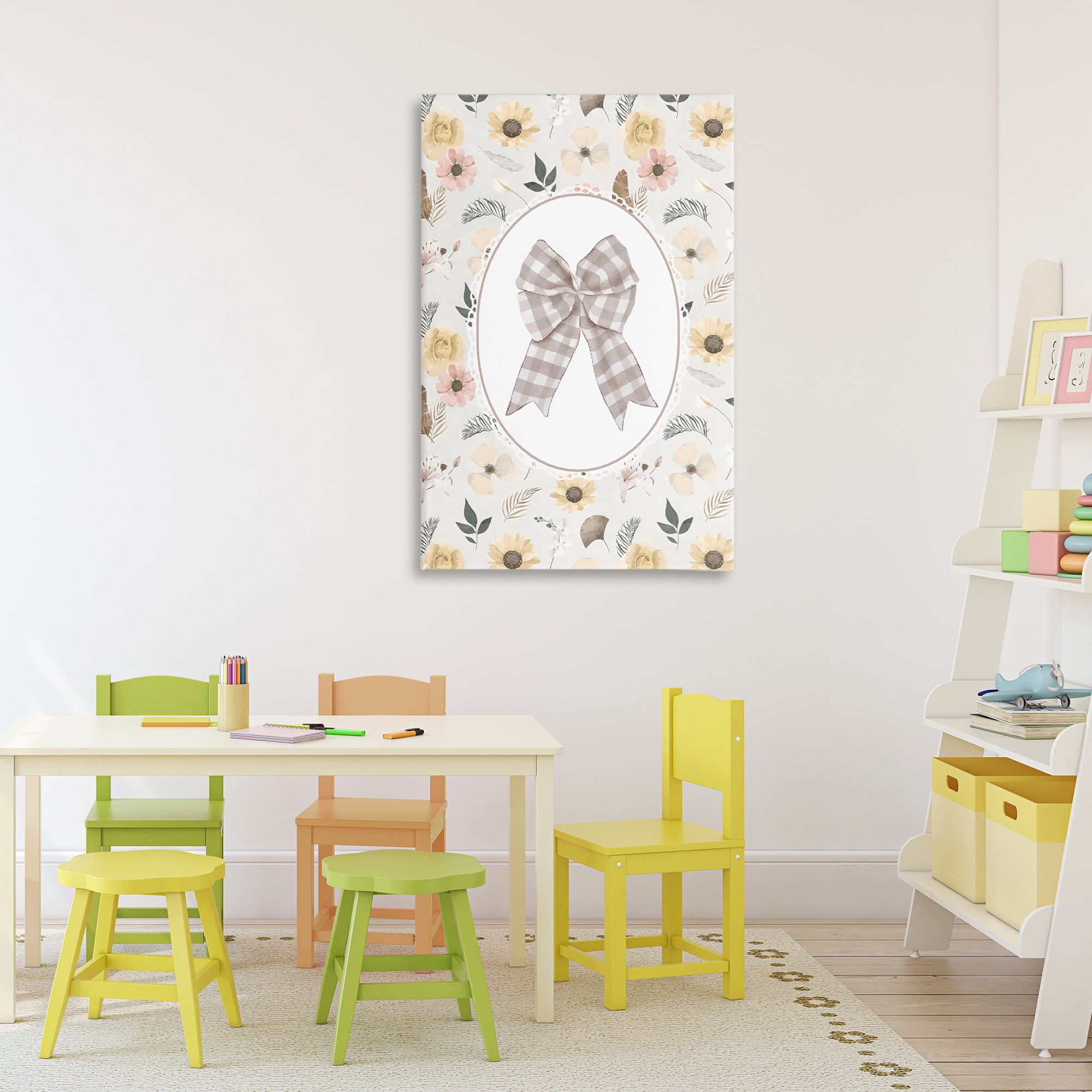Stupell Industries Sunnyside Bow in Gingham Canvas Wall Art, design by Ink Drop Loft