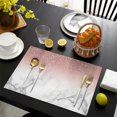 thumbnail image 4 of Pink Glitter White Marble Pattern Summer Placemats Table Placemats Set Of 4-Linen Kitchen Washable Placemats Table Mats 11.8"x17.7" Non-Slip Heat Resistant, 4 of 6
