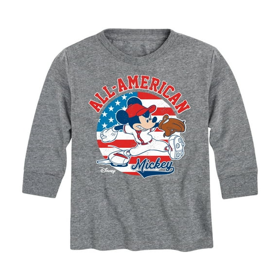 Disney - Americana - Mickey Americana Baseball - Toddler And Youth Long Sleeve Graphic T-Shirt