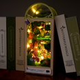 thumbnail image 3 of 3D Wooden Puzzle Bookend Diy Book Nook Kit With Led Light Shelf Insert Alley Miniature Dollhouse Model Building Set, 3 of 11