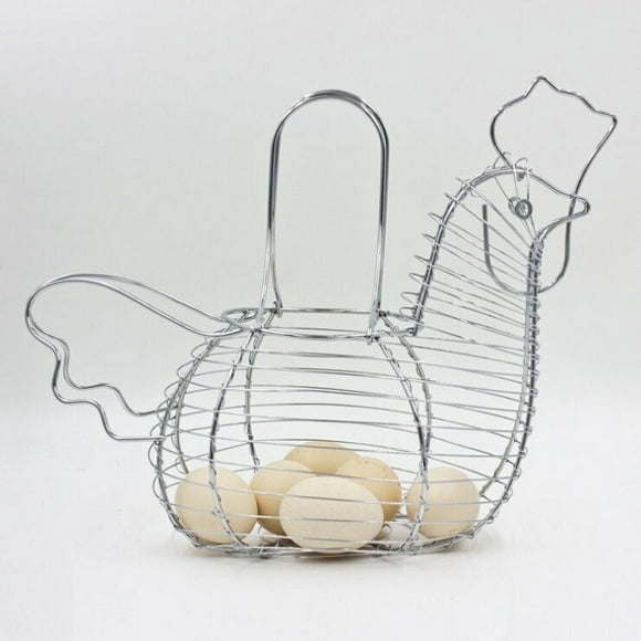 SUTENGDA Innovative Chicken Egg Holder Large Metal Wire Hen Shaped Kitchen Storage Basket Rack Decor