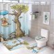 thumbnail image 1 of Juego de 4 cortinas de ducha de Winnie The Pooh con alfombrillas antideslizantes, tapa de inodoro y alfombrilla de baño, cortina de ducha impermeable con dibujos animados para niños con 12 ganchos,, 1 of 8