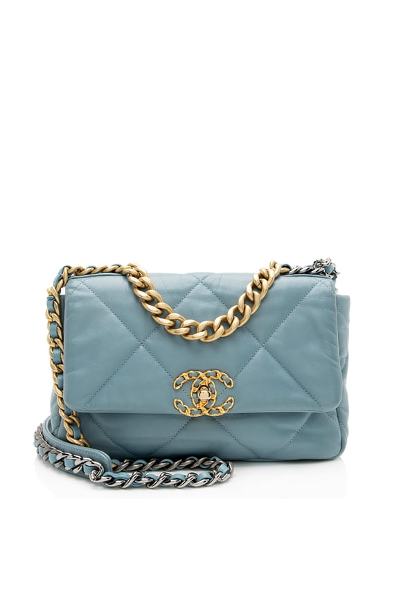 Pre-Owned Chanel Lambskin 19 Medium Flap Shoulder Bag