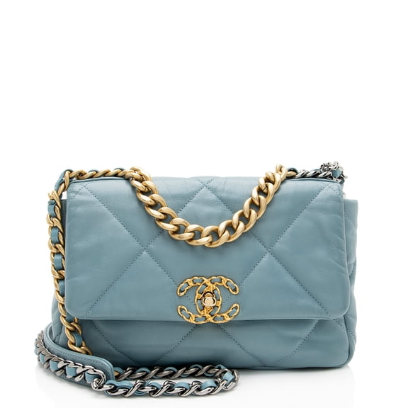 Pre-Owned Chanel Lambskin 19 Medium Flap Shoulder Bag