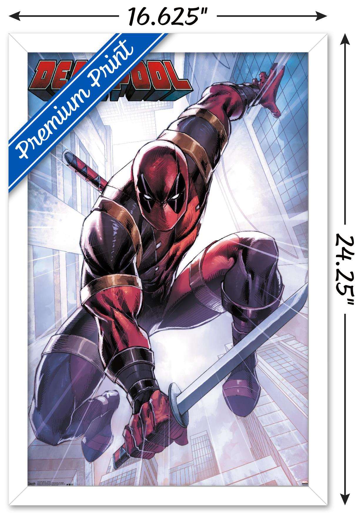 Marvel Comics - Deadpool - Attack Wall Poster, 14.725" x 22.375", Framed