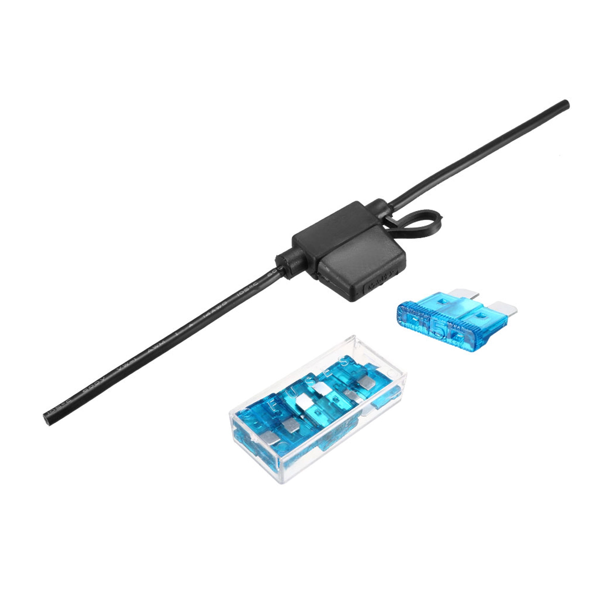 Fuse Holder Inline 14 Gauge AWG Waterproof Blade Fuse Holder Black