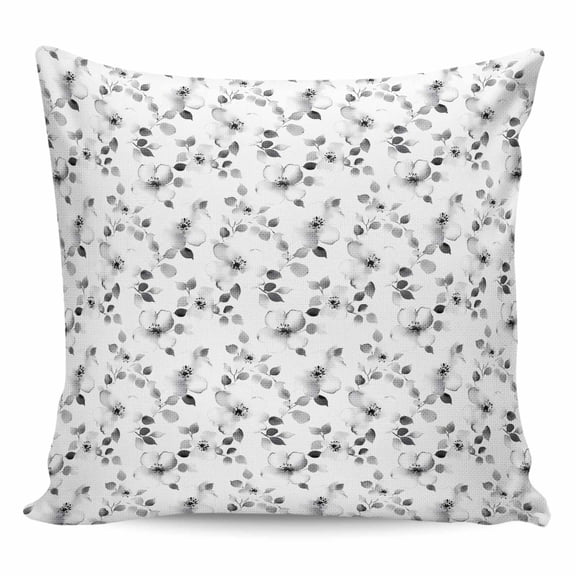 Throw Pillow Covers 16x16 Inch, Gray Botanical Decorative Pillow Cases for Couch Sofa Bed, Retro Blossom Floral Farmhouse Wildflower Cotton Linen Square Home Decor Pillowcases with Hidden Zipper