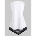 thumbnail image 2 of Más el tamaño de encaje Insertar pluma Imprimir sin mangas Rosegal Camisetas sin mangas de talla grande, 2 of 5