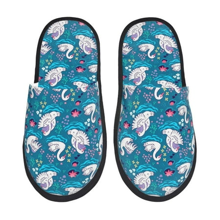 

Sikiie Swan On The Pond Fuzzy Slip-on Slippers Warm Cozy Soft Lightweight Memory Foam Indoor House ShoesMedium