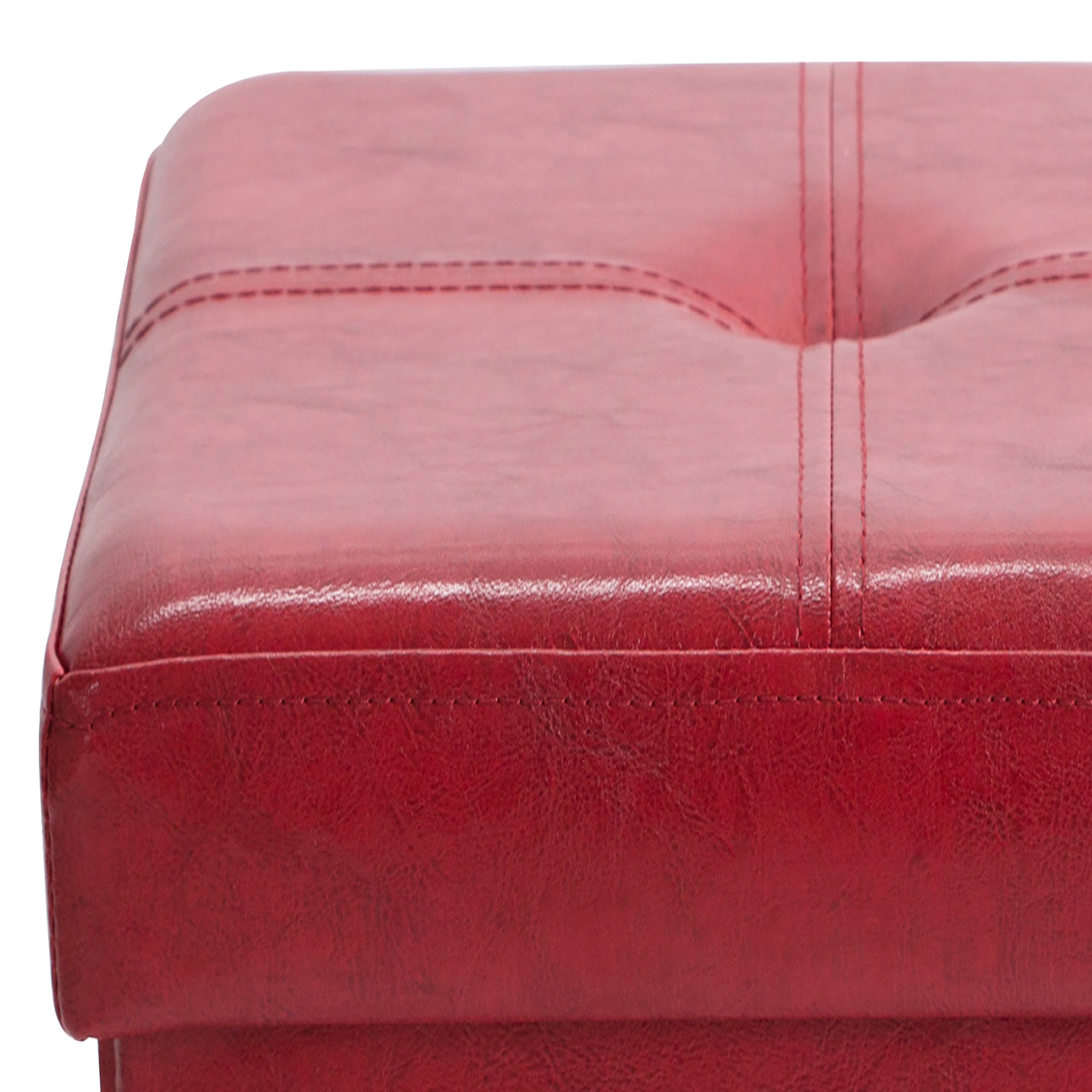 Simplify Faux Leather Folding Storage Ottoman Cube in Red