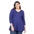 thumbnail image 5 of Plus Size Three Quarter Sleeve V Neck Tunic Top, 5 of 10