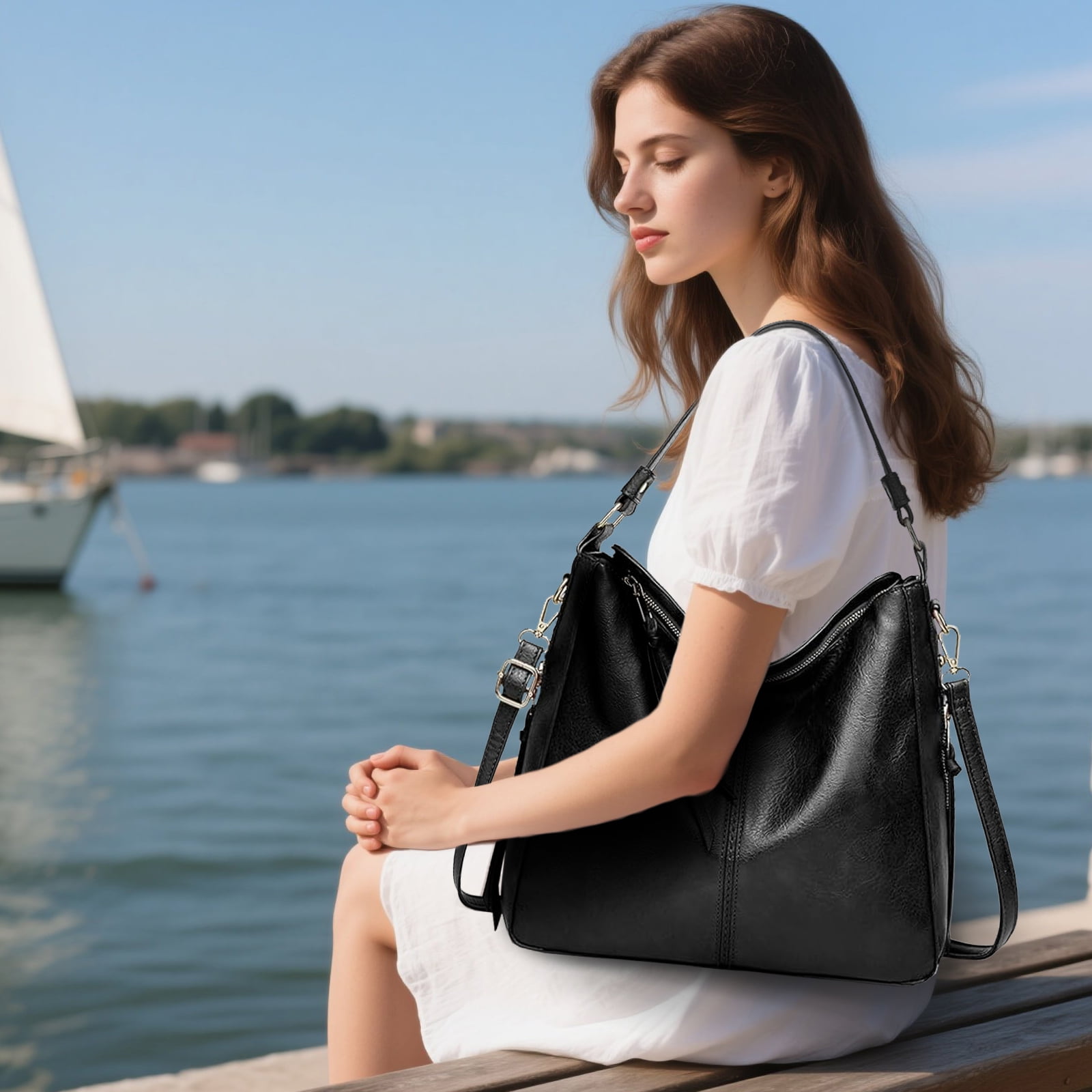 Gmdisc Hobo Bag for Women Crossbody Purse and Handbags Ladies Chic Shoulder Bags, Black