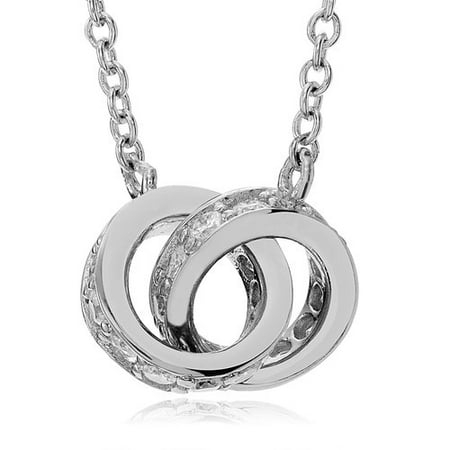 Brinley Co. Women's Sterling Silver CZ Round Pave Circle Link Pendant Necklace