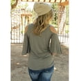 thumbnail image 4 of Mujeres verano casual suelto fuera del hombro ahueca hacia fuera Tops blusa Soledad Las mujeres atractivas del hombro de manera remata, 4 of 9