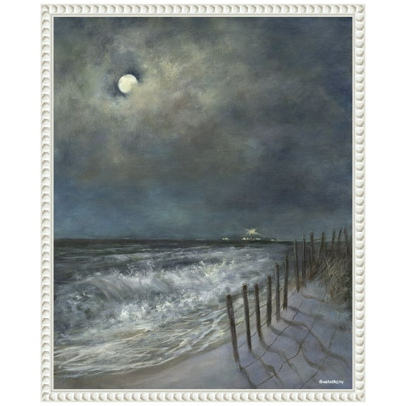 Amanti Art The Beach Fence I Framed Canvas Wall Art Print