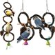 thumbnail image 2 of Birds Parrots Hand-woven Hanging Ring Perch Stand Bird Swing Climbing Toy With Bells Pine Cones Cage Supplies He Qiyong unisex, 2 of 2