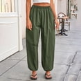 thumbnail image 7 of Womens Wide Leg Balloon Pants Casual Trendy Elastic Waist Wide Leg Harem Pants Baggy Pleated by Yigetop Green S, 7 of 7