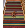 thumbnail image 2 of Ethnic Style Stair Treads Non Slip for Steps Colored Stripes Abstract Modern Art 10 Pcs Reusable Adhesive Stair Runner Mats for Dogs Elders Carpet Treads Rugs for Staircase 8x30 In, 2 of 7