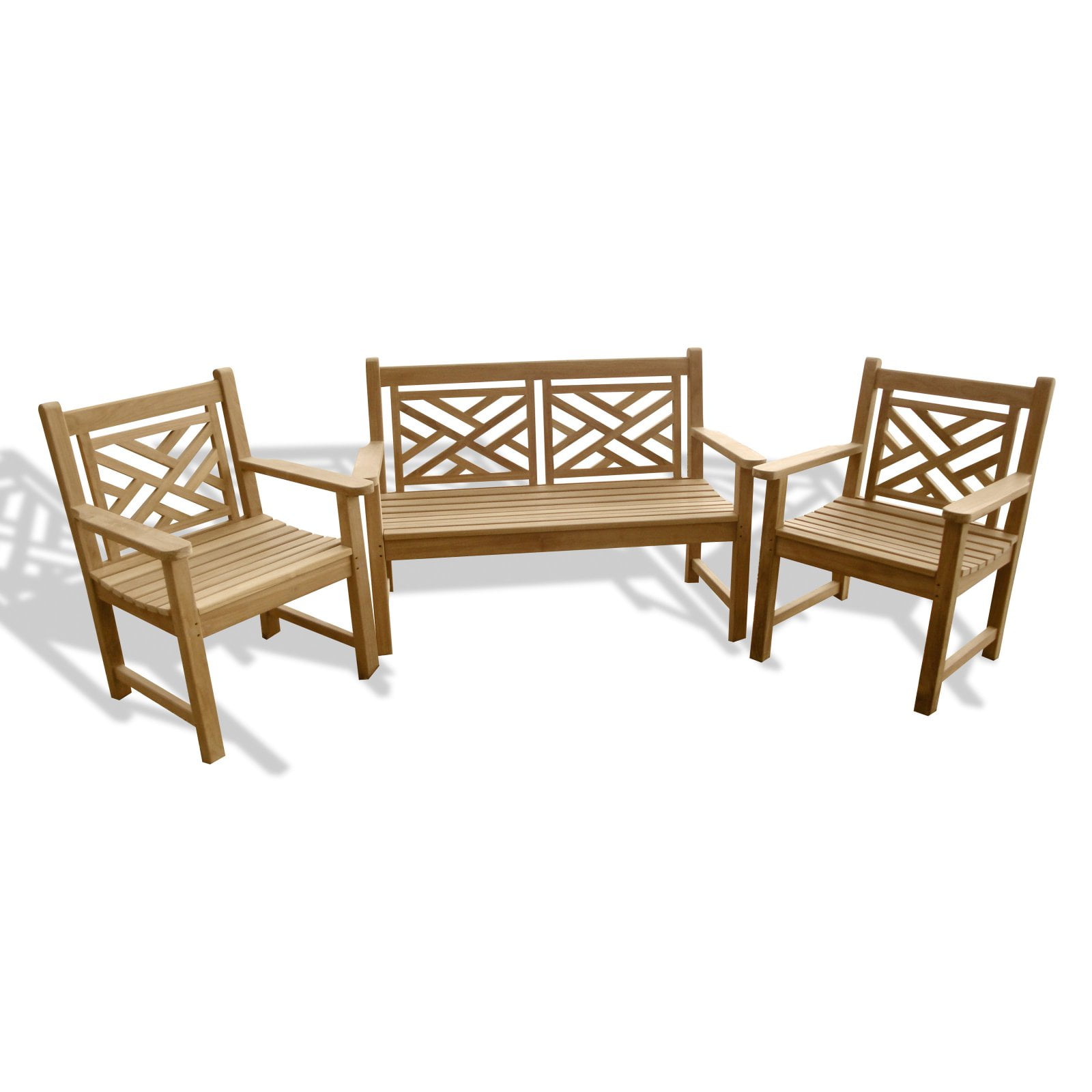 Windsor Teak Furniture Chippendale Teak 3 Piece Outdoor Conversation Set by Windsor Teak Furniture