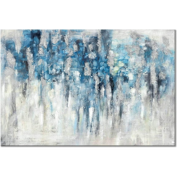 Aaheei Abstract Wall Art Canvas Picture: Blue and Gray Artwork Modern Painting for Living Room