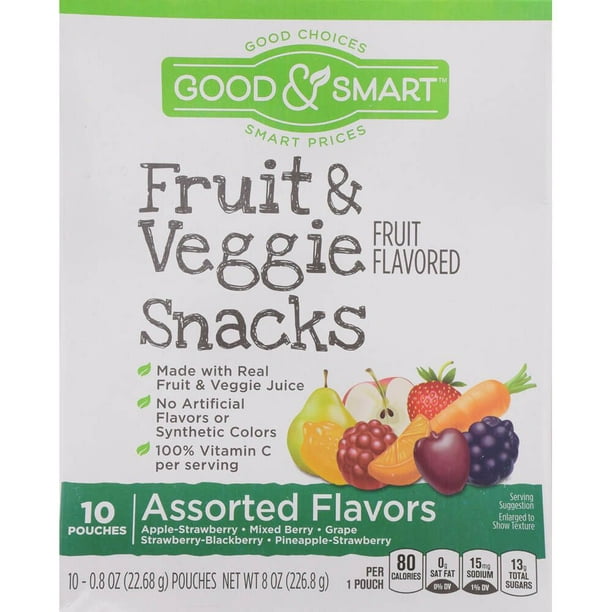 A Product of Good & Smart Fruit & Veggie Snacks, Assorted Flavors, 10 ct - Pack of 3 - Walmart ...