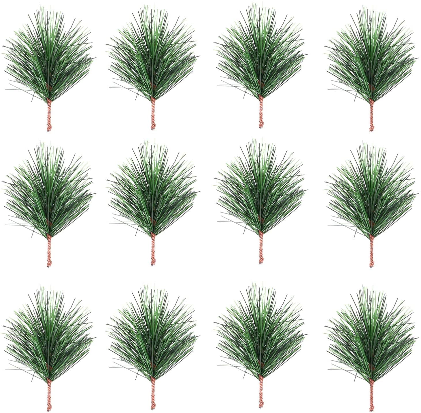 Artificial Green Pine Needles Branches Small Twigs Stems Picks for  Christmas Flower Arrangements Wreaths and Holiday Decorations - 12pcs