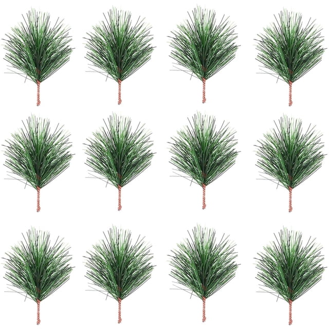30 Piezas Agujas de Pino Navideñas Ramas de Pino Artificiales Ramitas de Pino Tallos Selecciones Plantas Verdes Agujas de Pino para Guirnalda de Bricolaje Decoración Navideña 7X5 CM