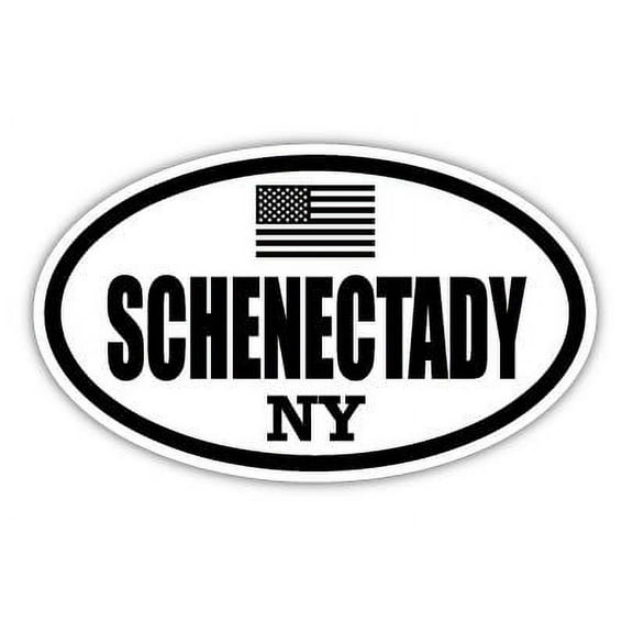 Schenectady NY New York Schenectady County Stealthy Subdued Old Glory US Flag Oval Euro Decal Bumper Sticker 3M Vinyl 3" x 5"