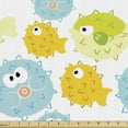 thumbnail image 1 of Cartoon Fabric by the Yard, Funny Fishes Swimming in the Sea Underwater Aquarium Animals, Decorative Upholstery Fabric for Sofas and Home Accents, Orange and Pale Blue by Ambesonne, 1 of 5