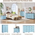 thumbnail image 6 of Joaxswe 6 Drawers Dresser for Bedroom, 54" Wide Wood Chest of Drawers w/Antique Brass Tone Handle, for Bedroom, Living Room, Light Blue, 6 of 9