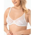 thumbnail image 2 of Wingslove Women's Sheer Lace Bra Minimizer See Through Unlined Full Coverage Bras, White, 42DDD, 2 of 5