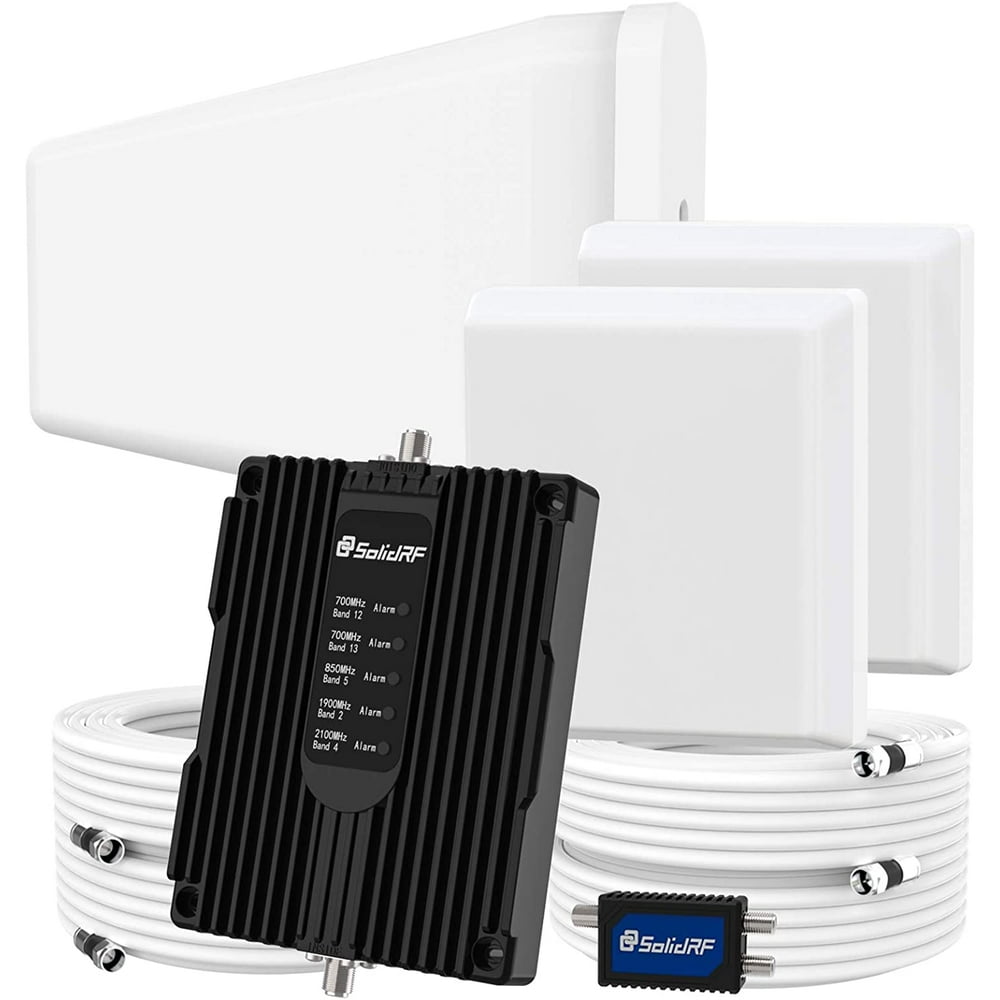 SolidRF Cell Phone Booster for Home Up to 8, 000 sq ft Dual Interior Antennas Office Multiroom