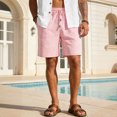 thumbnail image 2 of LTTVQM Men's Cotton Linen Shorts Casual Elastic Waist Drawstring 2026 Summer Beach Vacation Shorts with Pockets Pink S, 2 of 7