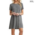 thumbnail image 1 of Vestido Mujer Verano Camiseta larga Vestido de manga corta de color sólido, Gris, XXL Vogacara AP001906-10, 1 of 4