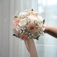thumbnail image 1 of Nvzi Ramos de boda para novia - Ramos de novia para novia - Flores artificiales de seda color champán rosa rosa B para boda, iglesia, hogar, propuesta, decoración, 1 of 5