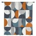 thumbnail image 2 of Navy Blue Semi Sheer Curtains Drapes for Living Room, Bedroom, French Doors Window 84 Inches Long, Middle Century Modern Geometric Abstract Art Rod Pocket Chiffon Curtain Drapery Voile Drape Panel, 2 of 6