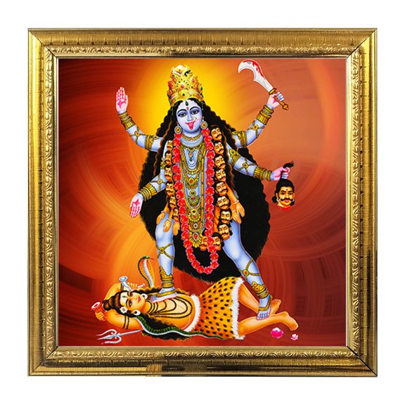 Kali Maa God Idol Photo Frame for Pooja Hindu Devi Devta Photo Frame Wall Poster Puja Temple Photo Frame 5.1 in
