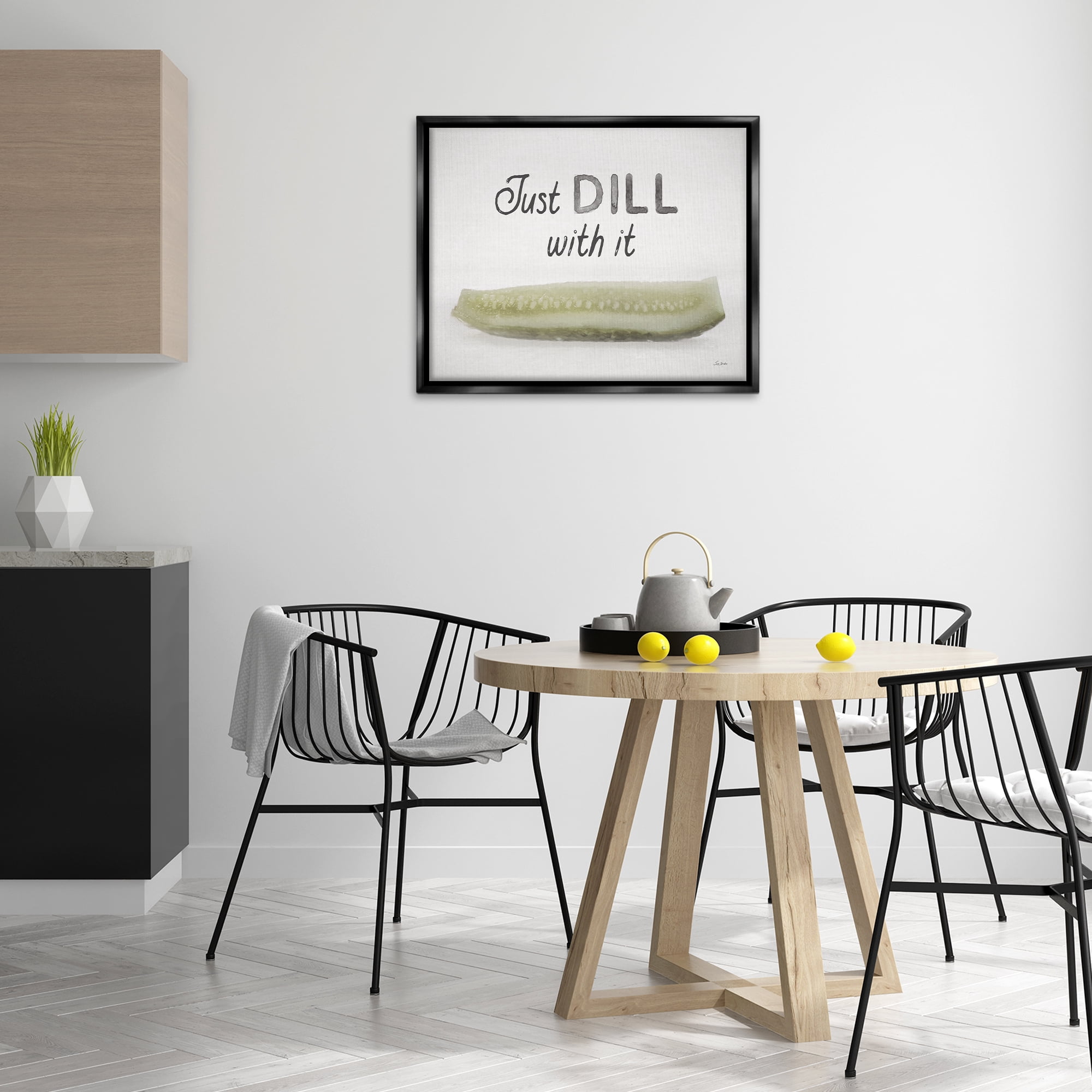 Stupell Industries Just Dill With It Food & Beverage Painting Black Floater Framed Canvas Art Print Wall Art, 31 x 25