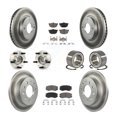 thumbnail image 1 of Transit Auto Front Rear Wheel Hub Bearings Assembly Coated Disc Brake Rotors and Ceramic Pads Kit (10Pc) for Car Hyundai Tiburon - Left Right Side (Driver Passenger) KBB-117970, 1 of 10