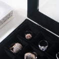 thumbnail image 4 of Coward Jewelry Organizer Display Case,Black Jewelry Storage Tray Boxes for Multiple Rings,earrings,cufflinks,Glass Lid,Stackable（15 Grids）, 4 of 7