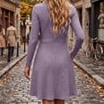 thumbnail image 5 of Tumotour A-Line Mini Dress for Women's Plus Size Ribbed Long Sleeve V-Neck Wrap Dress Fall Tunic Dress With Decorative Buttons And Flared Hem, 5 of 9