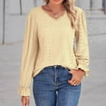 thumbnail image 6 of Kaemgyyd V Neck T Shirts for Women Plus-Size Lace Ruffle Long Sleeve Blouse Casual Hollow out Fashion Tunic Tops, 6 of 6